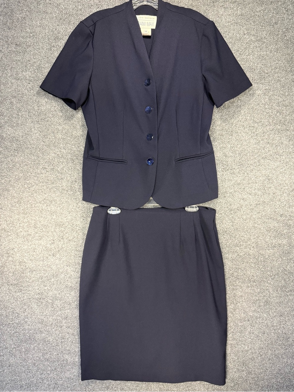Vintage Women's Skirt Suit Blazer and Pencil Skirt - navy professional